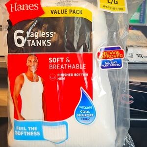 Hanes Tagless Tanks Tops Size Large 6 pack